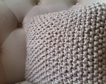 Linen Pillow Cover, Oatmeal Knit Throw Pillow Case