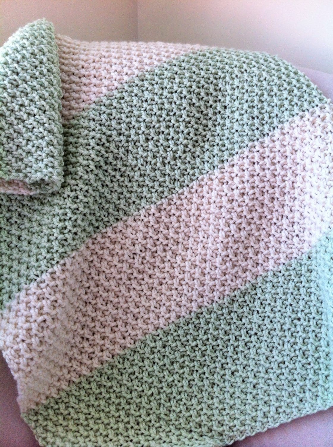 Knitted Baby Blanket / Unisex Baby Blanket / Superwash Merino Etsy