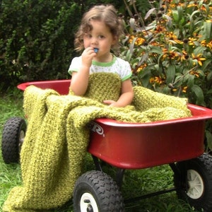 Textured Green Blanket, Soft Knitted Throw, Farmhouse Style