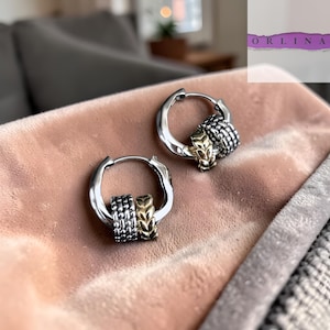 Wheat Circle Hoop Earrings, 925 Sterling Silver Brass Plated, Farmer Style Jewelry