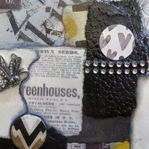 collage art, mixed media, abstract art, black, white, cream, contemporary, wall painting