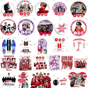 Kpop World Tour 2026 PNG-paket, Arirang-turné PNG, BTS Idol Group-konsertdesign, konsertmusikdesign, konserttröja PNG, digital nedladdning