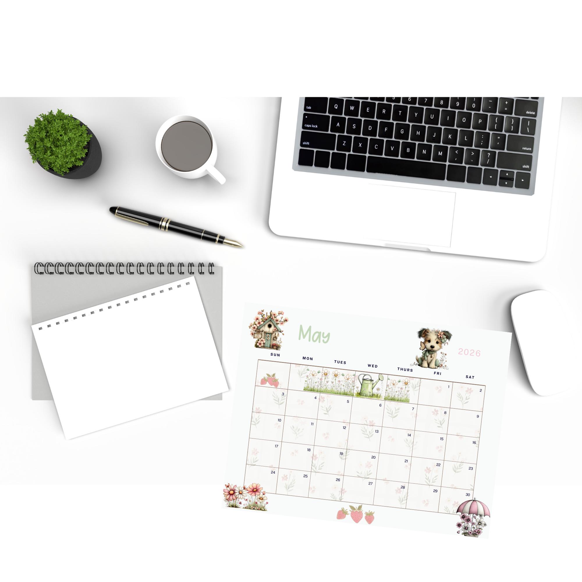 May 2026 Calendar Printable Monthly Planner Download Digital Desk Art ...
