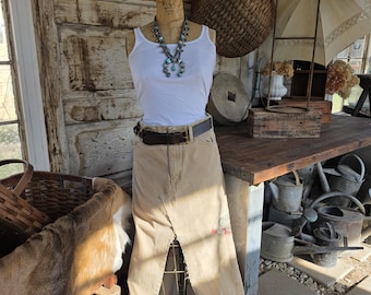Falda vaquera vintage de Wrangler y saco de pienso