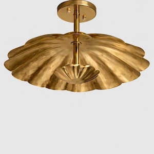 Brass Semi Flush Mount Ceiling Light, Gold Sculptural Ceiling Fixture, Art Deco Lighting, Modern Vintage Ceiling Lamp, Statement Lighting