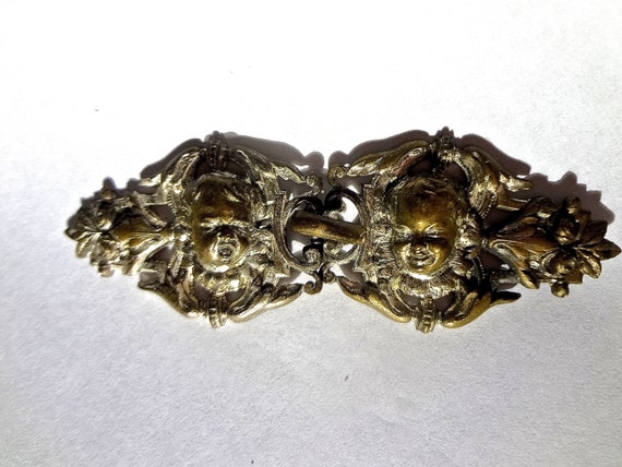 Antique Victorian Repousse Two Part CHERUB Plated… - image 3