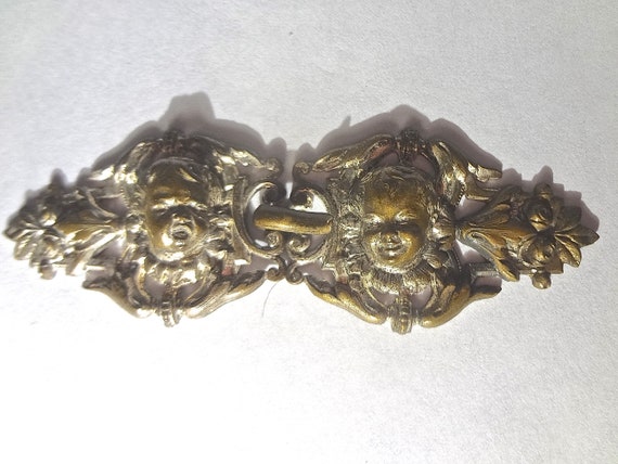 Antique Victorian Repousse Two Part CHERUB Plated… - image 6