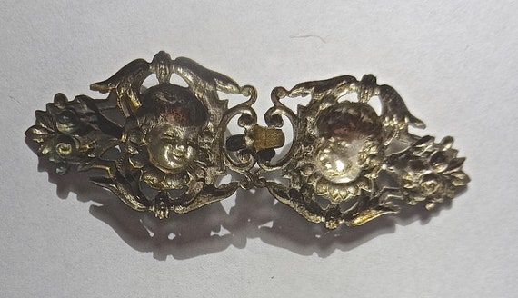 Antique Victorian Repousse Two Part CHERUB Plated… - image 4