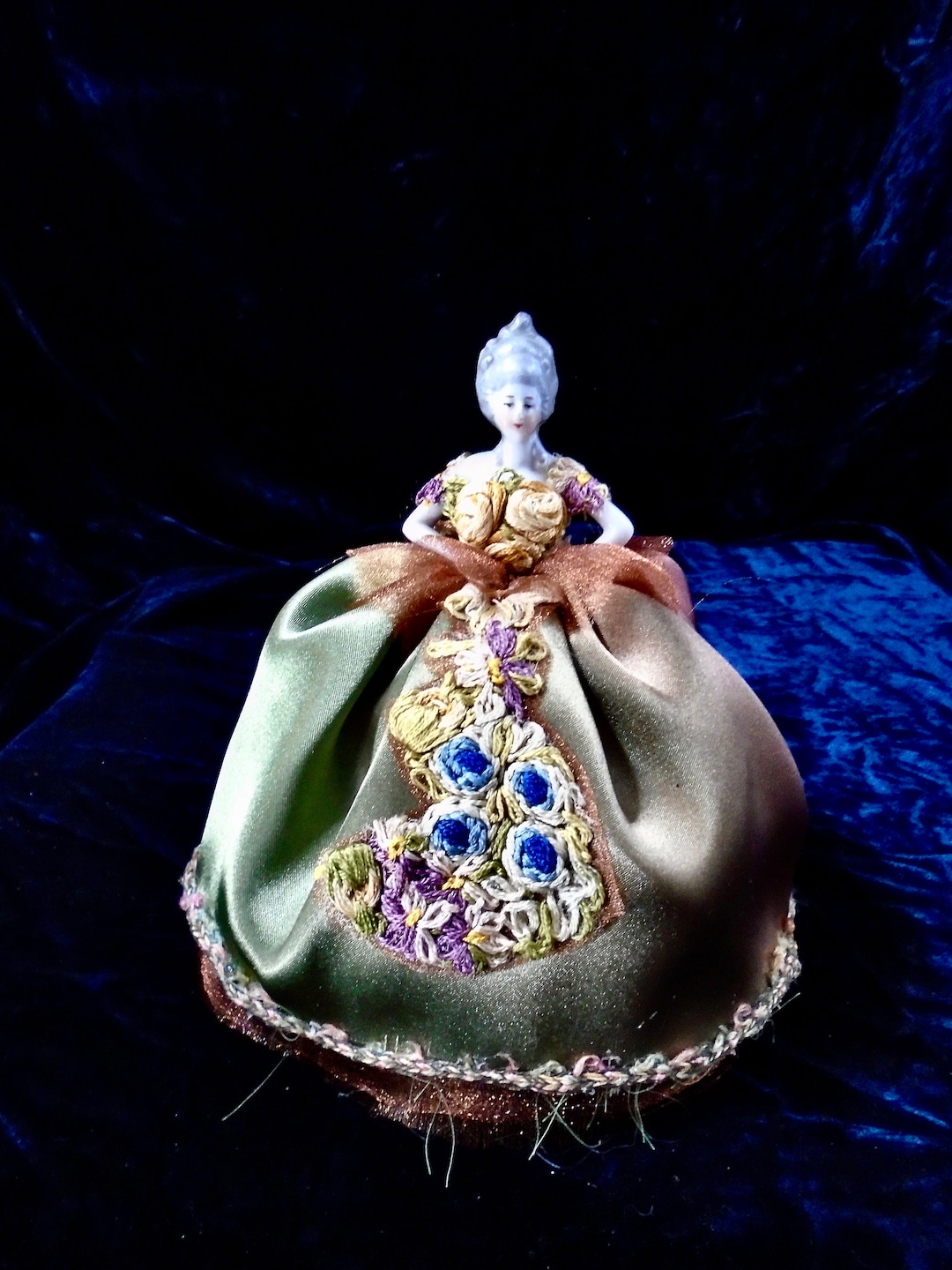 Elegant Antique German Half Doll With Arms Away & Back in Ballgown