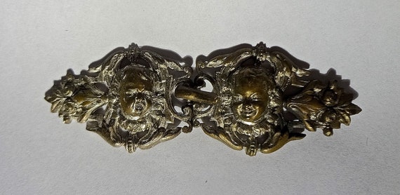 Antique Victorian Repousse Two Part CHERUB Plated… - image 2