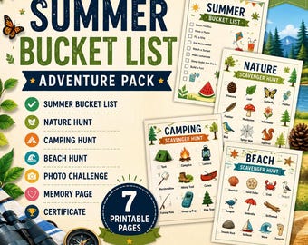Paquete de actividades y búsqueda del tesoro para el verano (descarga digital)