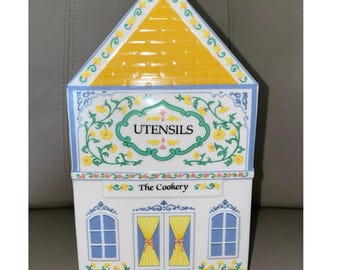 RARE 1992 Lenox Village "The Cookery" Utensil Holder - Vibrant - Gold Hallmark