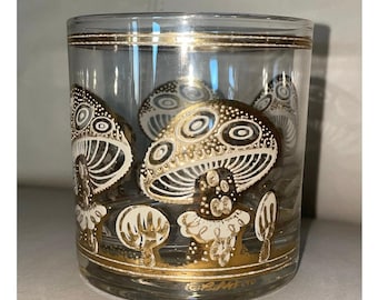 Vaso bajo Culver Ltd. Vintage con forma de hongo y oro de 22 quilates – Artículos de bar de estilo moderno de mediados de siglo.