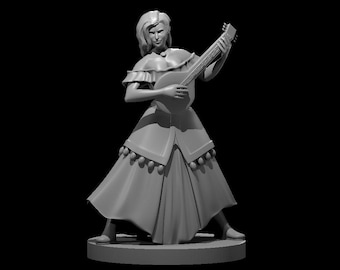 Human Bard Player | DnD Miniature | Resin | 28mm Scale | 8 Versions