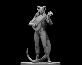 Tiefling Bard Player | DnD Miniature | Resin | 28mm Scale |4 Versions