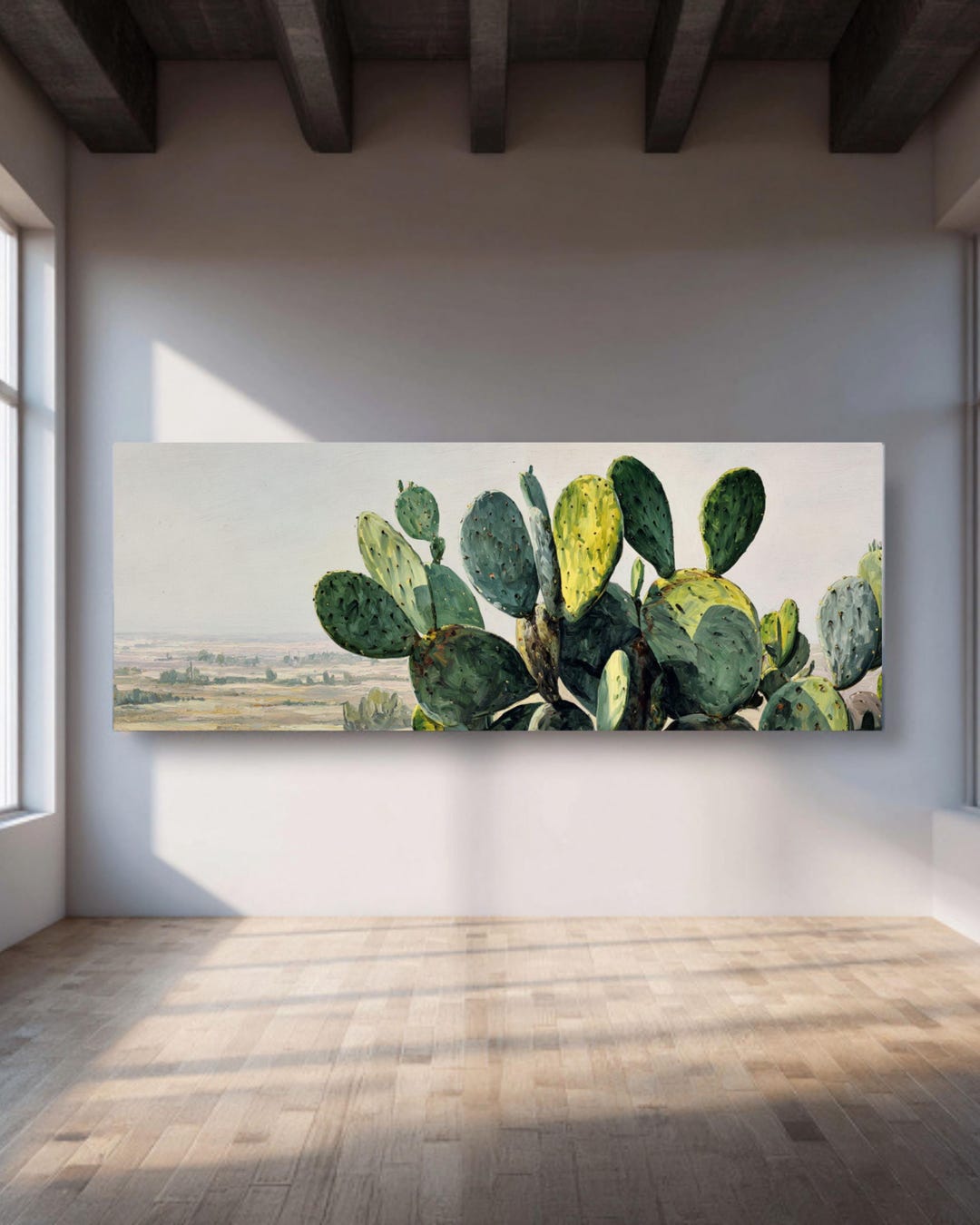 Vintage Prickly Pear Cactus Canvas Print – Desert Botanical Wall Art ...