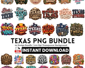 48 Texas PNG Bundle, She’s From Texas Clipart, Cowgirl Western Designs, Instant Download