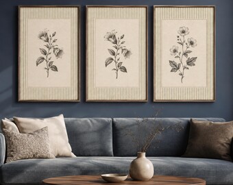 Vintage Botanical Wall Art, Antique Floral Prints, Printable Gallery Wall Decor, Instant Download
