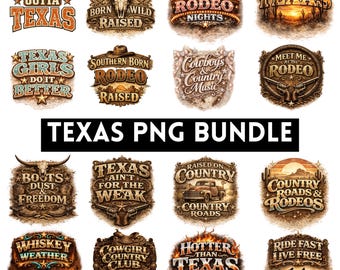 Texas PNG Bundle 110 Designs, Western Cowgirl PNG, Cowboy Clipart, Instant Download