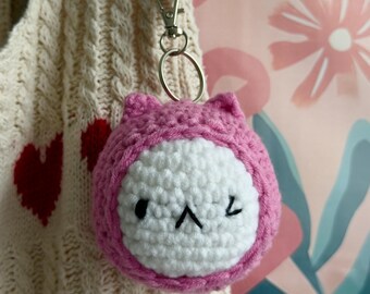 Pink Bunny Crochet Keychain | Handmade Kawaii Bag Charm | Cute Bunny Keyring | Crochet Gift