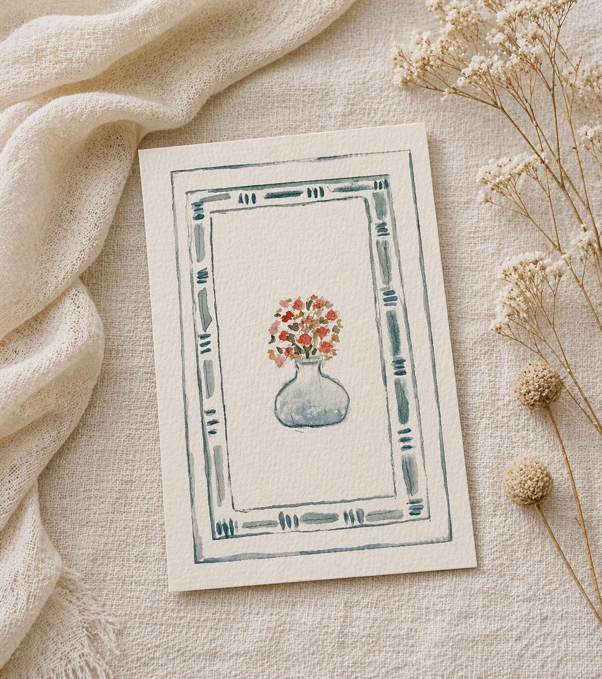 Hand-painted Watercolor Floral Card – Botanical Art Greeting, Mother's ...
