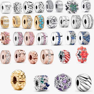 925 Sterling Silber Blume und Herz Charm für Pandora Armbänder | Funkelnde Zirkonia Perlen | European Style Charm, ein perfektes Geschenk für Sie