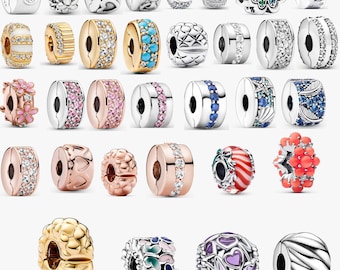 Charm de flor y corazón de plata de ley 925 para pulseras Pandora / Cuentas de circonita brillantes / Charm de estilo europeo, un regalo perfecto para ella.