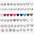 925 Sterling Silver Pandora Compatible Heart Pendant-Enameled Zirconia Heart Beads, perfect for DIY bracelet making,the perfect gift for her product logo