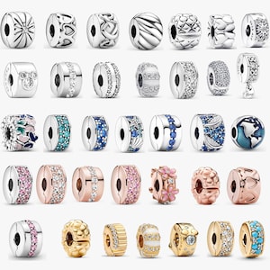 Pandora compatible clasp charm - 925 sterling silver enamel zircon spacers, rose gold heart clasp, a perfect gift for her.