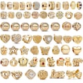 Gold-plated Pandora compatible charm - Golden zircon family heart-shaped animal beads, jewelry spacer beads, a gift for her product logo