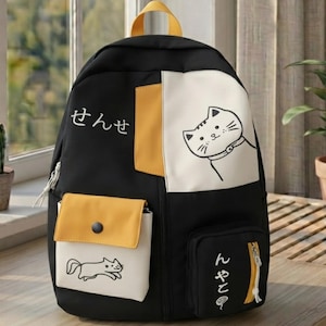 Wasserdichter Schulrucksack im Katzen-Design, Reiserucksack, Schultasche, Geschenk für Frauen und Mädchen