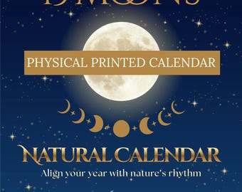 13 Moons Natural Calendar 2026-2027 (Physical Printed), Equinox to Equinox, Lunar Astrology
