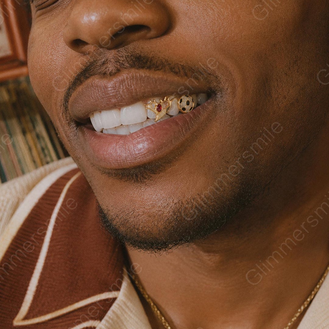 World Cup Football Heart Grillz Tooth Jewelry | Deer Antler Ruby Red ...