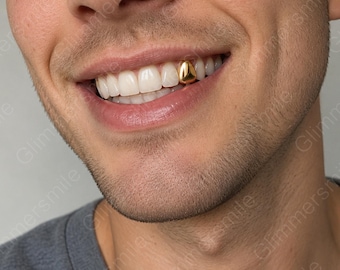 Minimalistische enkele tand Grillz 14K vergulde enkele tand Grillz, gladde zilveren tandkap, minimalistische hiphop mondsieraden, dames