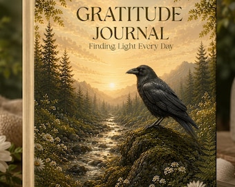 Crow Gratitude Journal | Nature Inspired Hardcover Journal | Daily Reflection Book | Mindfulness & Self Care Gift | Gift for All
