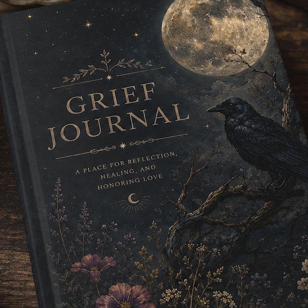 Grief Journal Hardcover | Healing Journal | Memorial Journal | Sympathy Gift | Loss Journal | Reflection Notebook | Raven Moon Journal