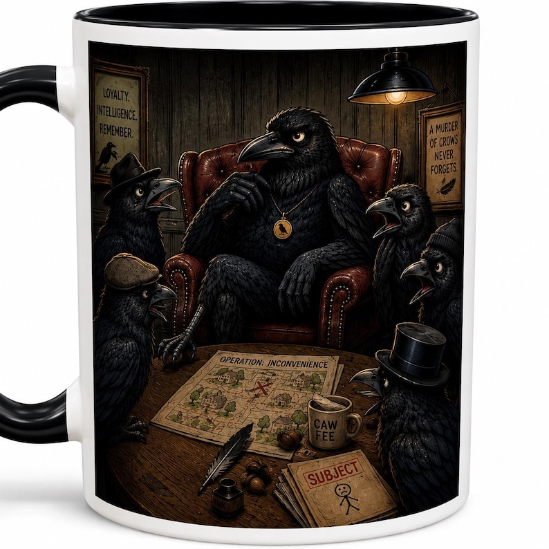 No Revenge Needed I Told The Crows What You Did Mug |Funny Crow Coffee Mug | Dark Humor Gift |Raven Lover | Gothic Bird Mug |Crow Mafia Mug Bild 2