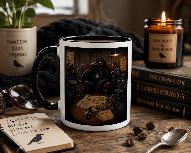 No Revenge Needed I Told The Crows What You Did Mug |Funny Crow Coffee Mug | Dark Humor Gift |Raven Lover | Gothic Bird Mug |Crow Mafia Mug Bild 3