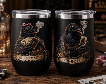 Vaso Crow Poker / Vaso de whisky gótico, vaso térmico para vino