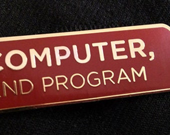 Computer, End Program Enamel Pin