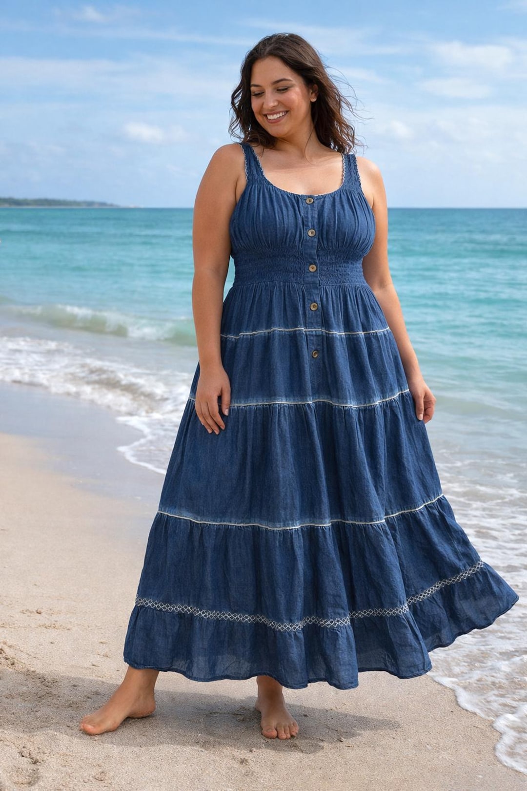 indigo and lace denim dress Vintage & Maxi – Size 1X Color:Salmon Navy The Perfect Denim Maxi Ghost Online 21April US Lesley evers and of course pockets