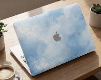 Sky Cloud MacBook Case, Custom Name Personalized Hard Shell MacBook Air 13 M2 M3 M4 Pro 14 16, Dreamy Laptop Cover Gift for Her