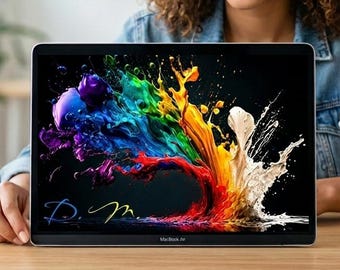 Colorful Splash MacBook Case Custom Name, Abstract Paint MacBook Cover for MacBook Air 13 14 15 Pro, Personalized Artistic Case Gift for Her