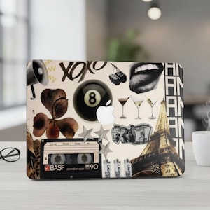 Custodia per MacBook con collage estetico, guscio rigido retrò Y2K per MacBook Air 13 M2 M3 M4 / Pro 14 16, cover per laptop estetica vintage, regalo per lei