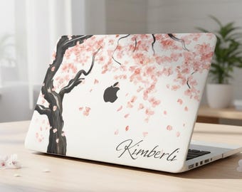 Custom Name MacBook Case Cherry Blossom, Floral Hard Shell MacBook Air 13 M2 M3 M4 Pro 14 16, Japanese Aesthetic Laptop Cover Gift for Her