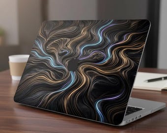 Dark Fluid Wave MacBook Case, Abstract Hard Shell for MacBook Air 13 M2 M3 M4 / Pro 14 16, Aesthetic Laptop Cover Gift for Her Gift for Him