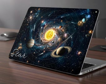 Custom Name Galaxy MacBook Case, Solar System Hard Shell MacBook Air 13 M2 M3 M4 Pro 14 16, Space Aesthetic Laptop Cover Gift for Him