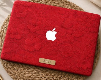 Custom Name MacBook Case, Personalized Floral Hard Shell for MacBook Air 13 M2 M3 M4 /Pro 14 16, Elegant Aesthetic Laptop Cover Gift for Her