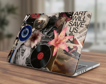 Aesthetic Collage MacBook Case, Art Vinyl Hard Shell MacBook Air 13 M2 M3 M4 Pro 14 16, Vintage Editorial Laptop Cover Cool Gift for Her