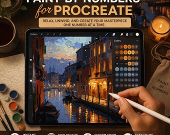 Digital Venice Evening Paint by Numbers - Cozy Canal iPad Art Kit, Digital Download